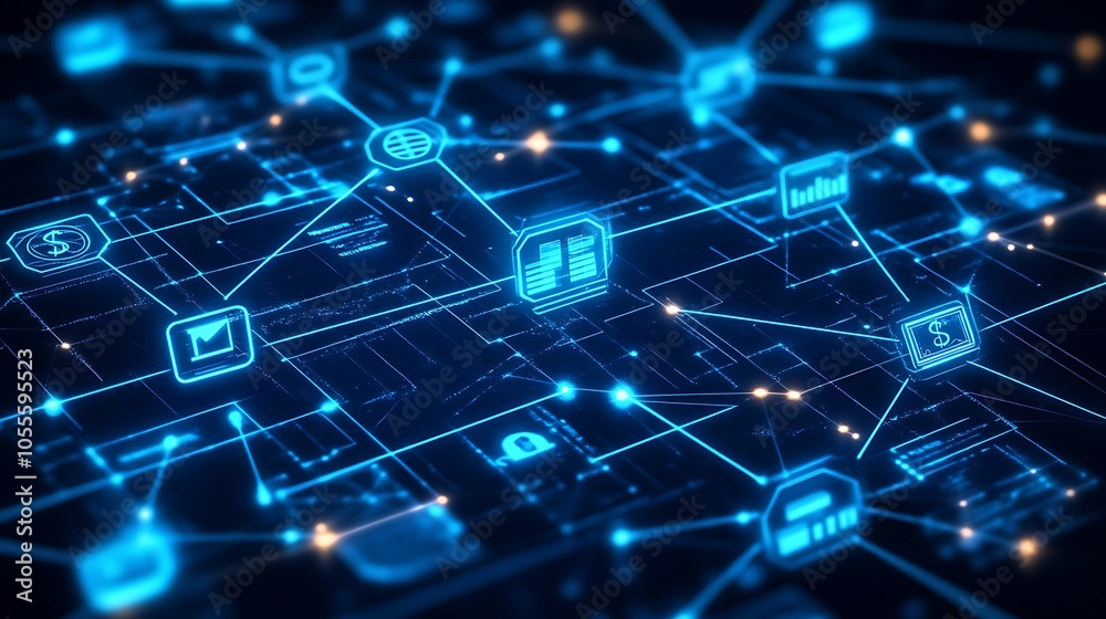 A blue digital graphic depicting an isometric A blue digital graphic depicting an isometric