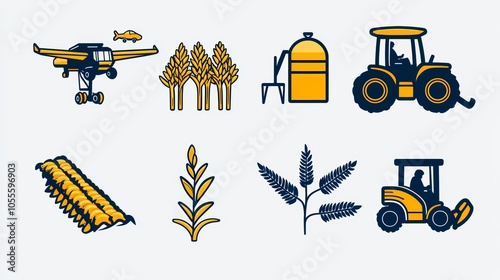 Farming Icons for Crop Cultivation and Agriculture