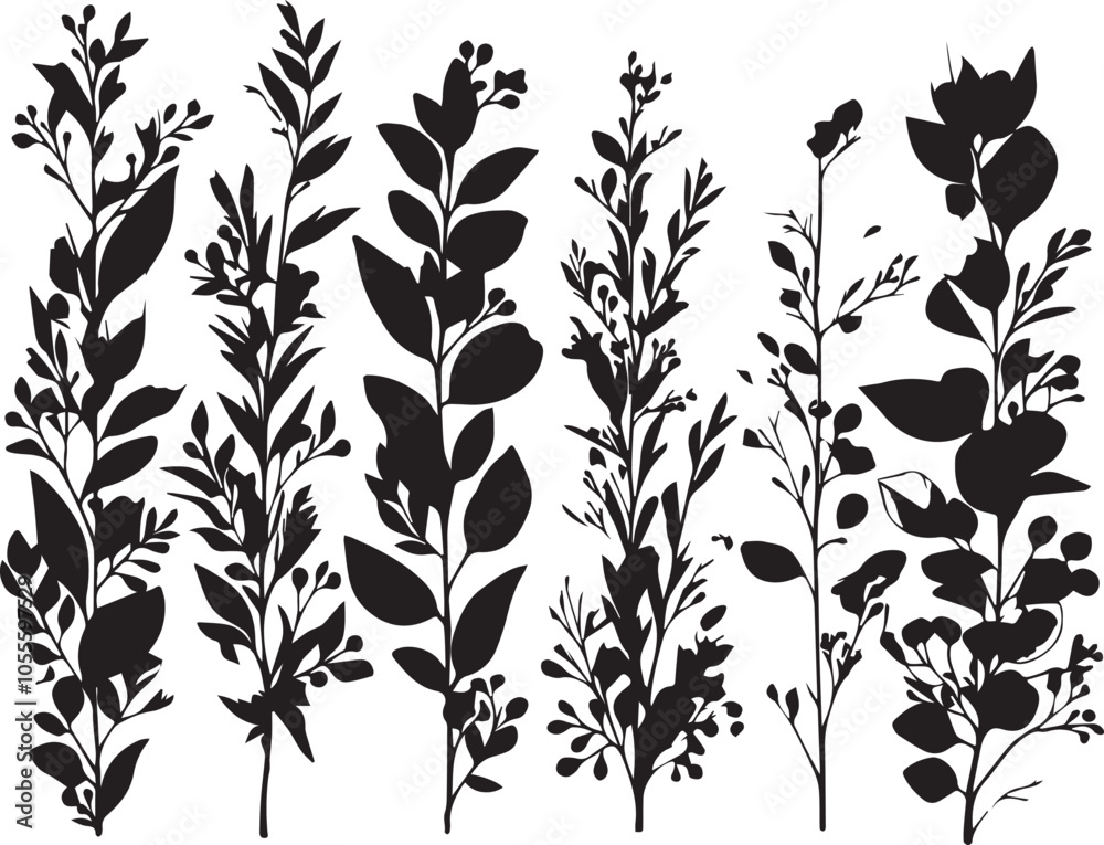 Set plants. Hand drawn vector illustration Set plants. Hand drawn vector illustration