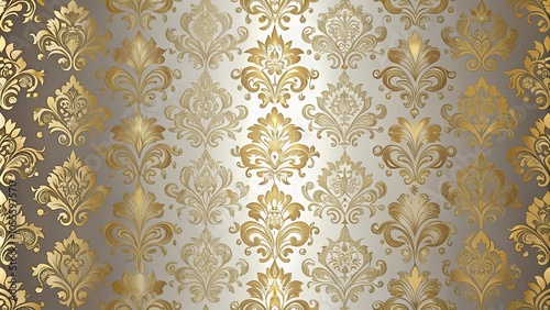 Gilded wallpaper with gold and silver accents, vintage retro design, minimalist texture