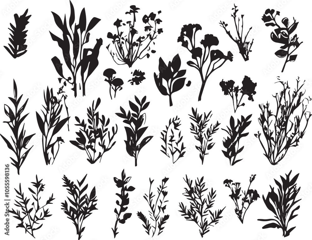 Set plants. Hand drawn vector illustration