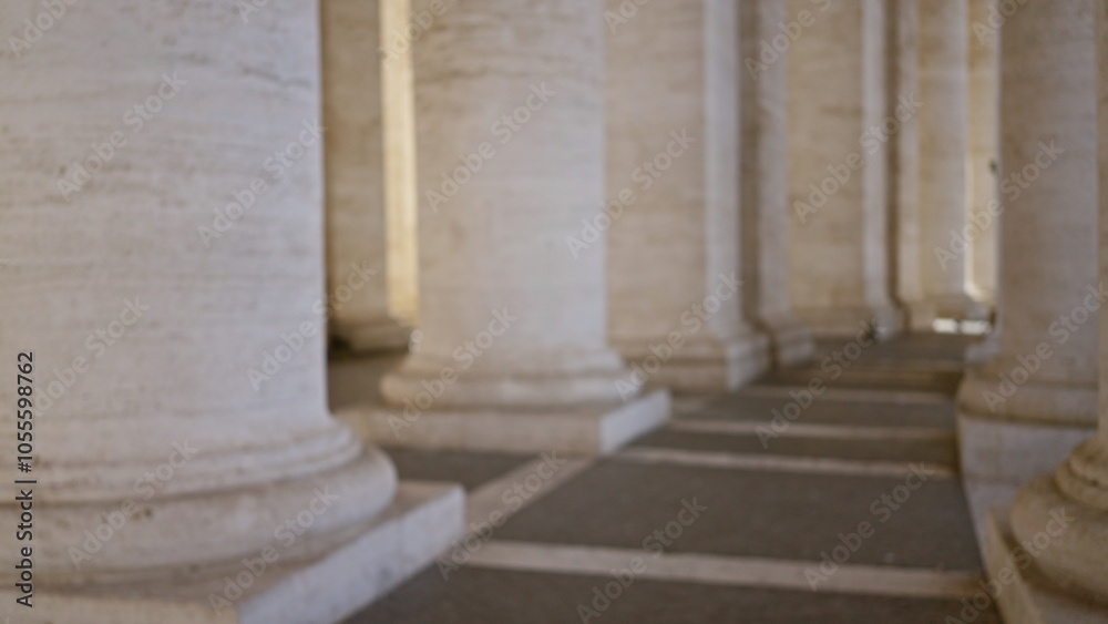 Defocused columns of iconic architecture with soft light and shadow in vatican city, italy, highlight classical grandeur against a blurred, textured background. Defocused columns of iconic architecture with soft light and shadow in vatican city, italy, highlight classical grandeur against a blurred, textured background.