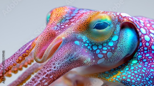 Vibrant Cuttlefish with Chromatophores Up Close photo