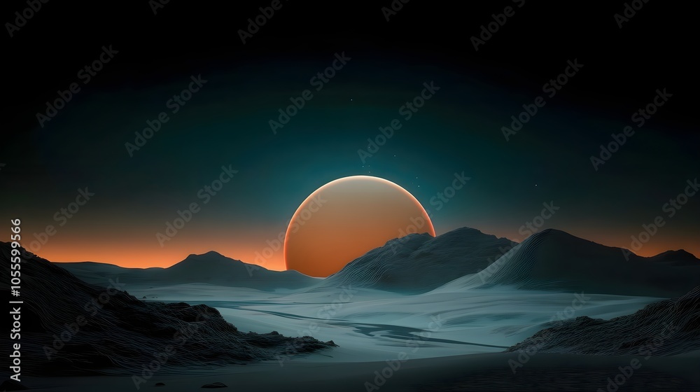 Fototapeta premium Planet with Multiple Moons and Dramatic Background