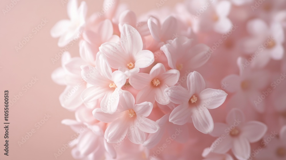 Minimalistic spring banner featuring a close up of a hyacinth bouquet Emphasizes selective focus and neutral color tones Minimalistic spring banner featuring a close up of a hyacinth bouquet Emphasizes selective focus and neutral color tones