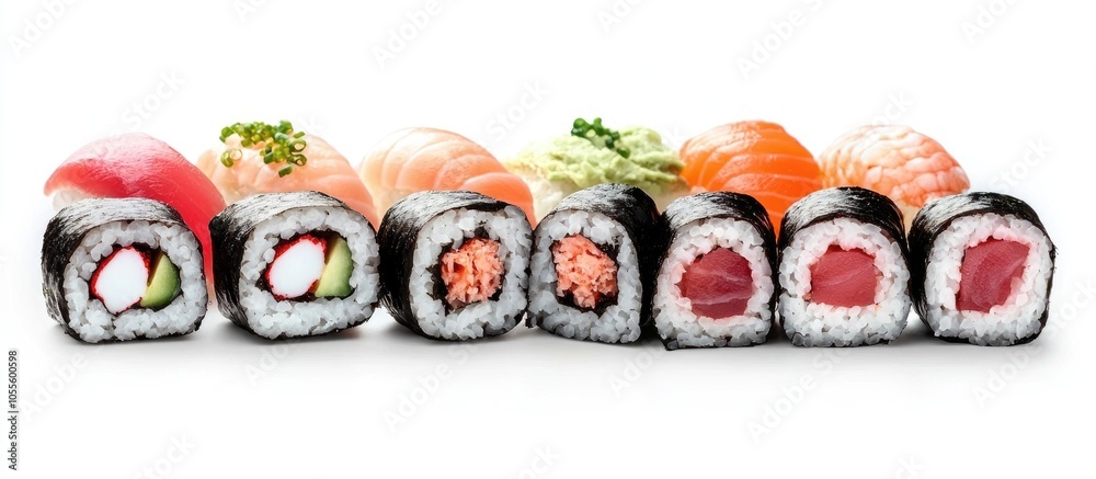 Japanese Sushi Food Maki Ands Rolls With Tuna Salmon Shrimp Crab And Avocado Japanese Sushi Food Maki Ands Rolls With Tuna Salmon Shrimp Crab And Avocado