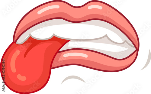 Cartoon illustration of a mouth licking its lips, great for representing hunger, taste, desire or anything that needs a funny illustration