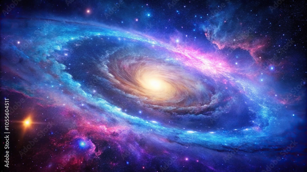 Fototapeta premium A stunning image of a distant galaxy with vibrant hues of blue and purple, astrophotography, astronomy photo