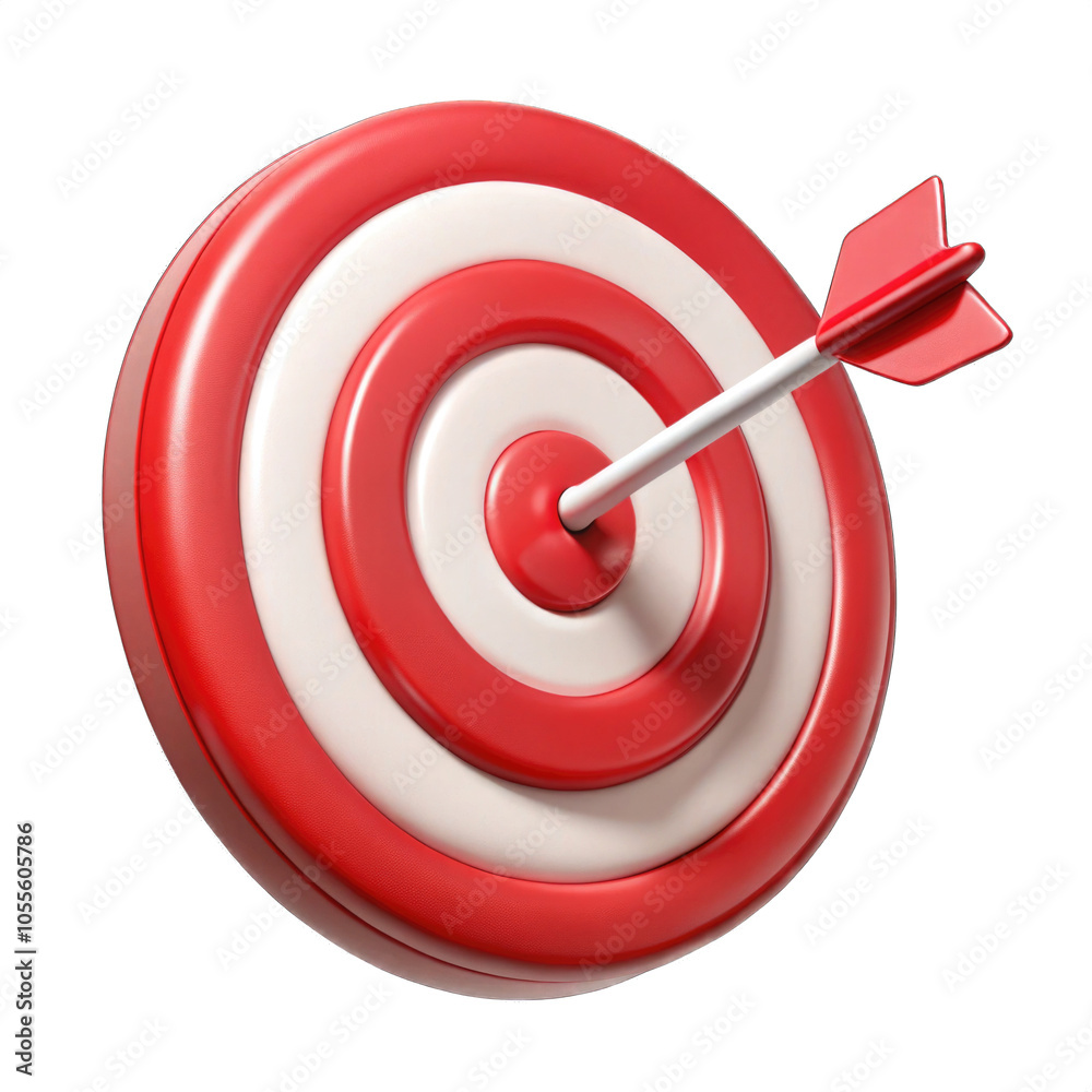 Red bullseye dart arrow hitting target center of dartboard. Concept of success, target, goal, achievement. 3D rendering PNG Red bullseye dart arrow hitting target center of dartboard. Concept of success, target, goal, achievement. 3D rendering PNG