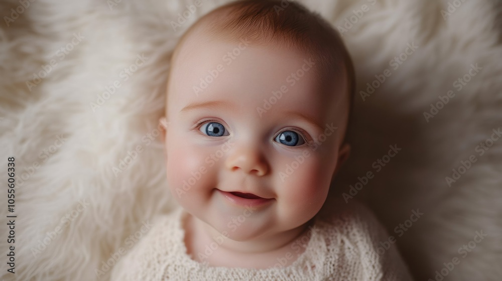 Adorable baby with big blue eyes, soft smile, and gentle expression, appearing precious, isolated on white Adorable baby with big blue eyes, soft smile, and gentle expression, appearing precious, isolated on white