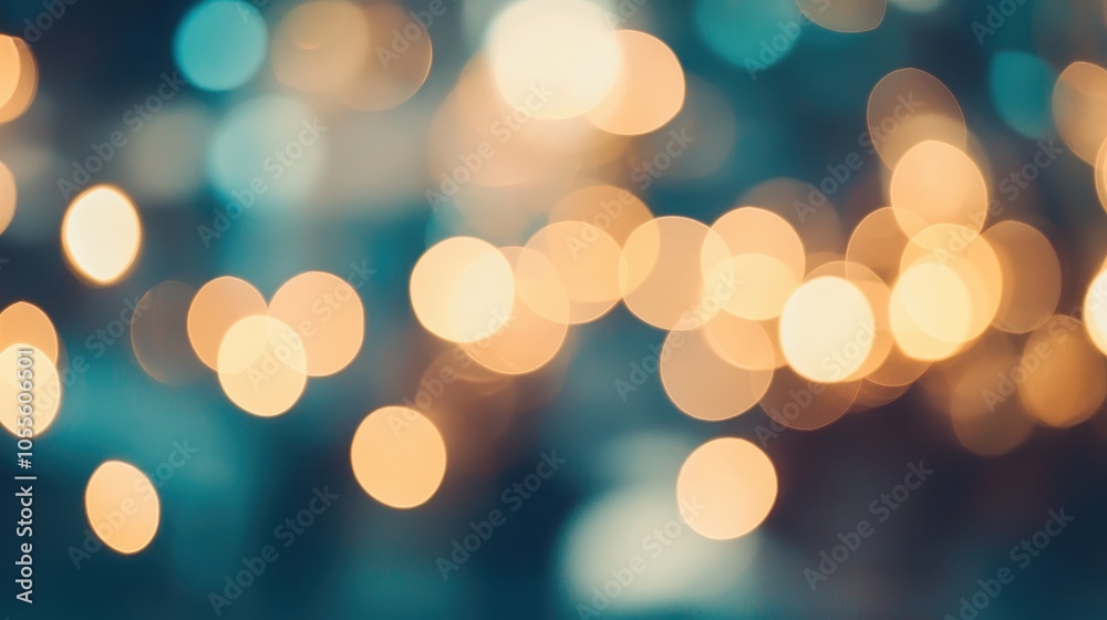 Abstract bokeh background with warm golden lights creating a festive and dreamy atmosphere. Perfect for holiday and celebration themes.