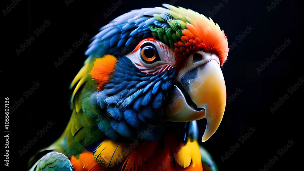 A colorful parrot on a black background A colorful parrot on a black background
