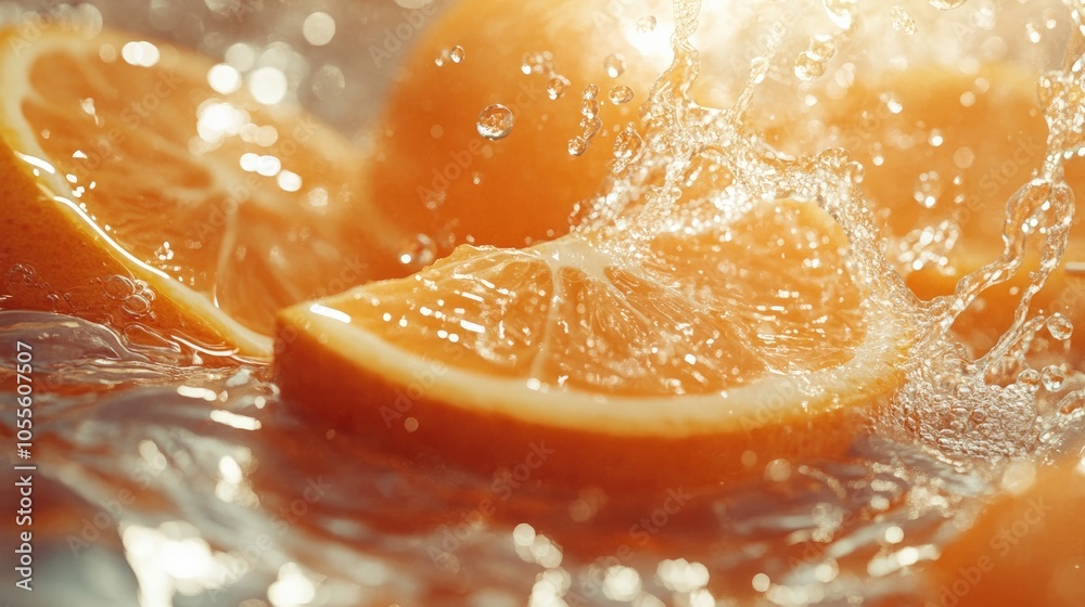 Vibrant orange hues burst in water embodying freshness and vitality Ideal for food health and beverage visuals Vibrant orange hues burst in water embodying freshness and vitality Ideal for food health and beverage visuals