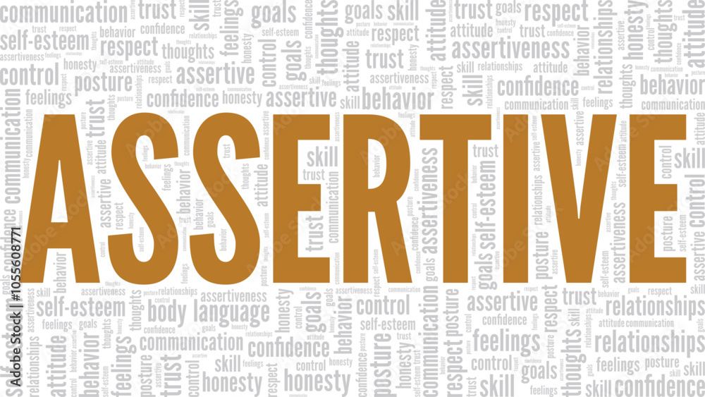 Assertive word cloud conceptual design isolated on white background. Assertive word cloud conceptual design isolated on white background.