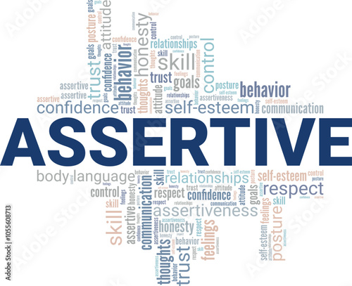 Assertive word cloud conceptual design isolated on white background.