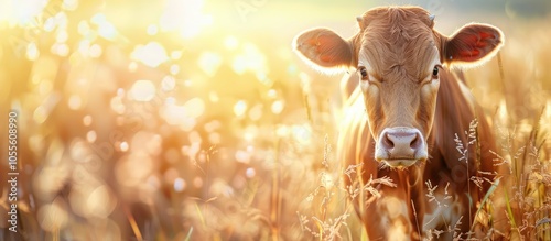 Abstract background with a defocused brown cow ideal for sacrificial themes with ample copy space image photo