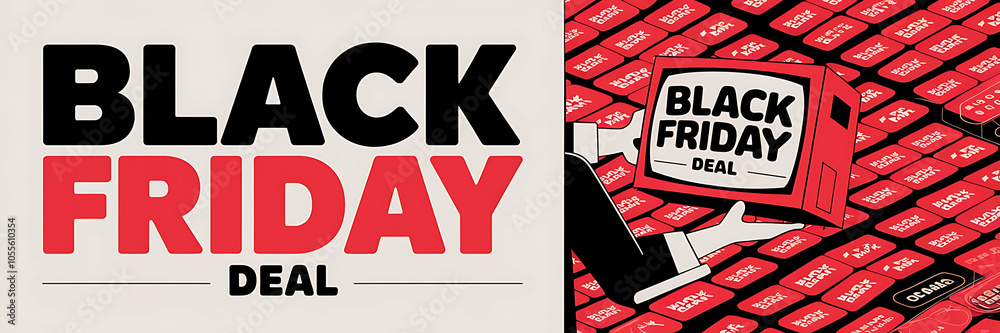 Black Friday sale concept with red and black colors a retro style illustration Black Friday sale concept with red and black colors a retro style illustration