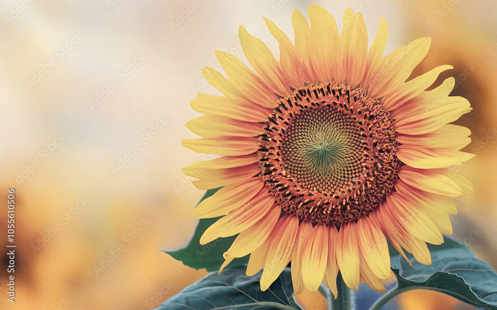 Fototapeta premium Yellow and Orange Sunflower Summertime Joy and Warmth 