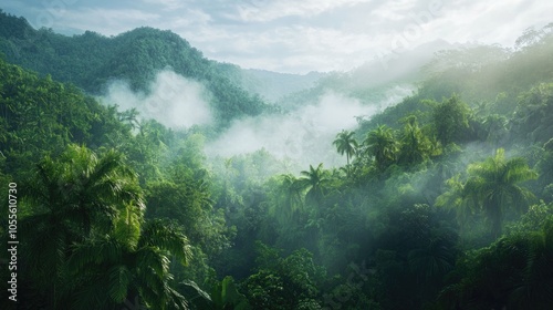 Captivating rainforest landscape dedicated to conservation vibrant and misty ambiance