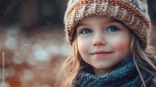 Young girl wearing a cozy winter hat