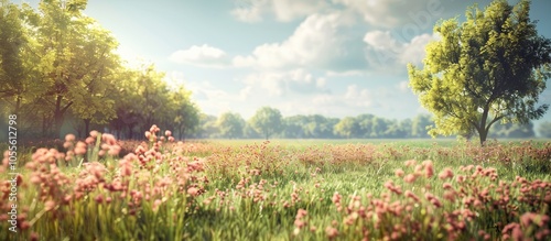 Wallpaper Mural Summer landscape with blooming buckwheat field perfect for adding copy space image Torontodigital.ca