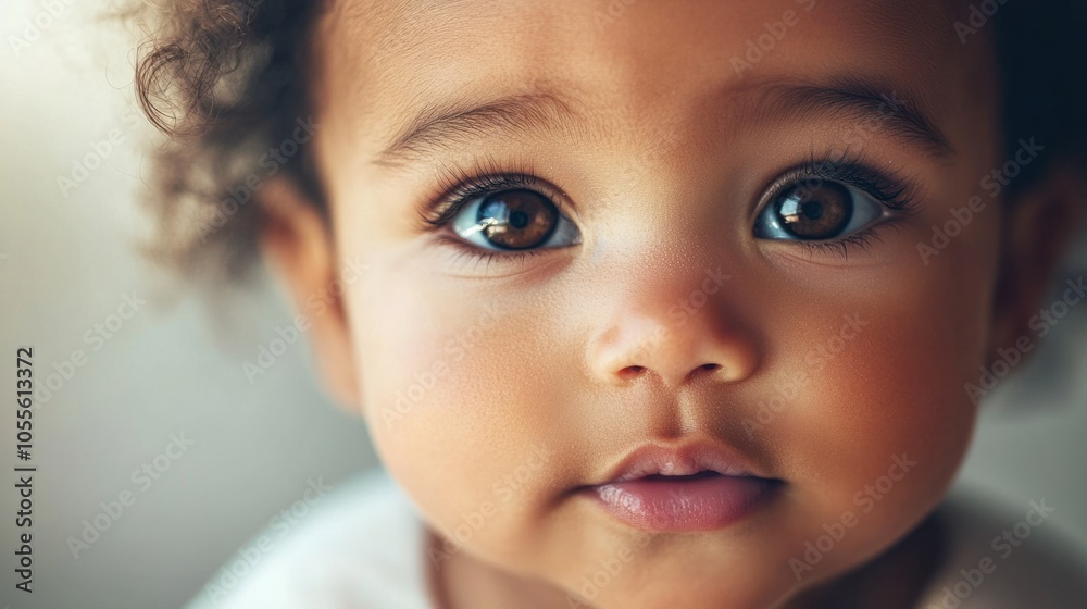 Cute baby with chubby cheeks, big brown eyes, and a soft pout, appearing innocent and endearing, isolated on white Cute baby with chubby cheeks, big brown eyes, and a soft pout, appearing innocent and endearing, isolated on white