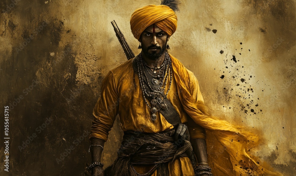 Fototapeta premium A warrior with a turban and a weapon.