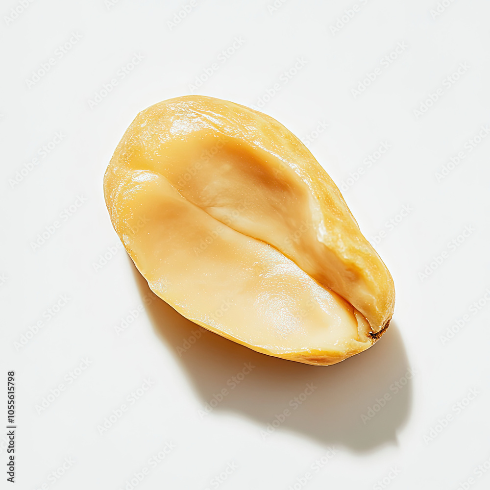 A single peanut seed on a white background A single peanut seed on a white background