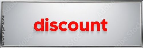 Advertising banner with text discount. 3D effect against a light gray background