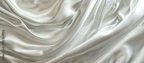 Elegant white silk fabric shines highlighted by pleated horizons perfect for lanterns or textures with a soft elegant drape for copy space image