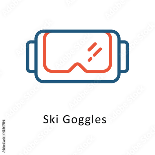 Ski Goggles Vector outline Two colour Design icon. Winter Travelling Symbol on White backgroud EPS 10 file