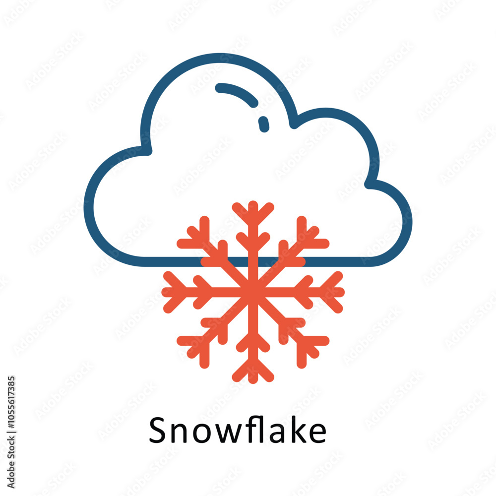 Snowflake Vector outline Two colour Design icon. Winter Travelling Symbol on White backgroud EPS 10 file