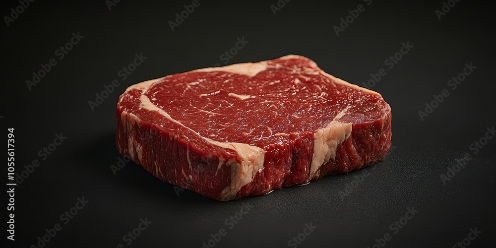 a piece of meat on a black surface a piece of meat on a black surface