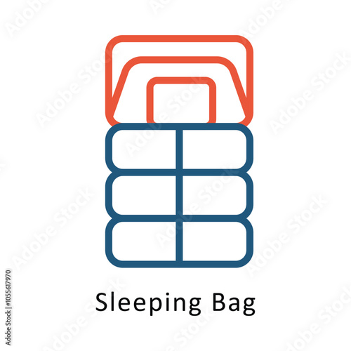 Sleeping Bag Vector outline Two colour Design icon. Winter Travelling Symbol on White backgroud EPS 10 file