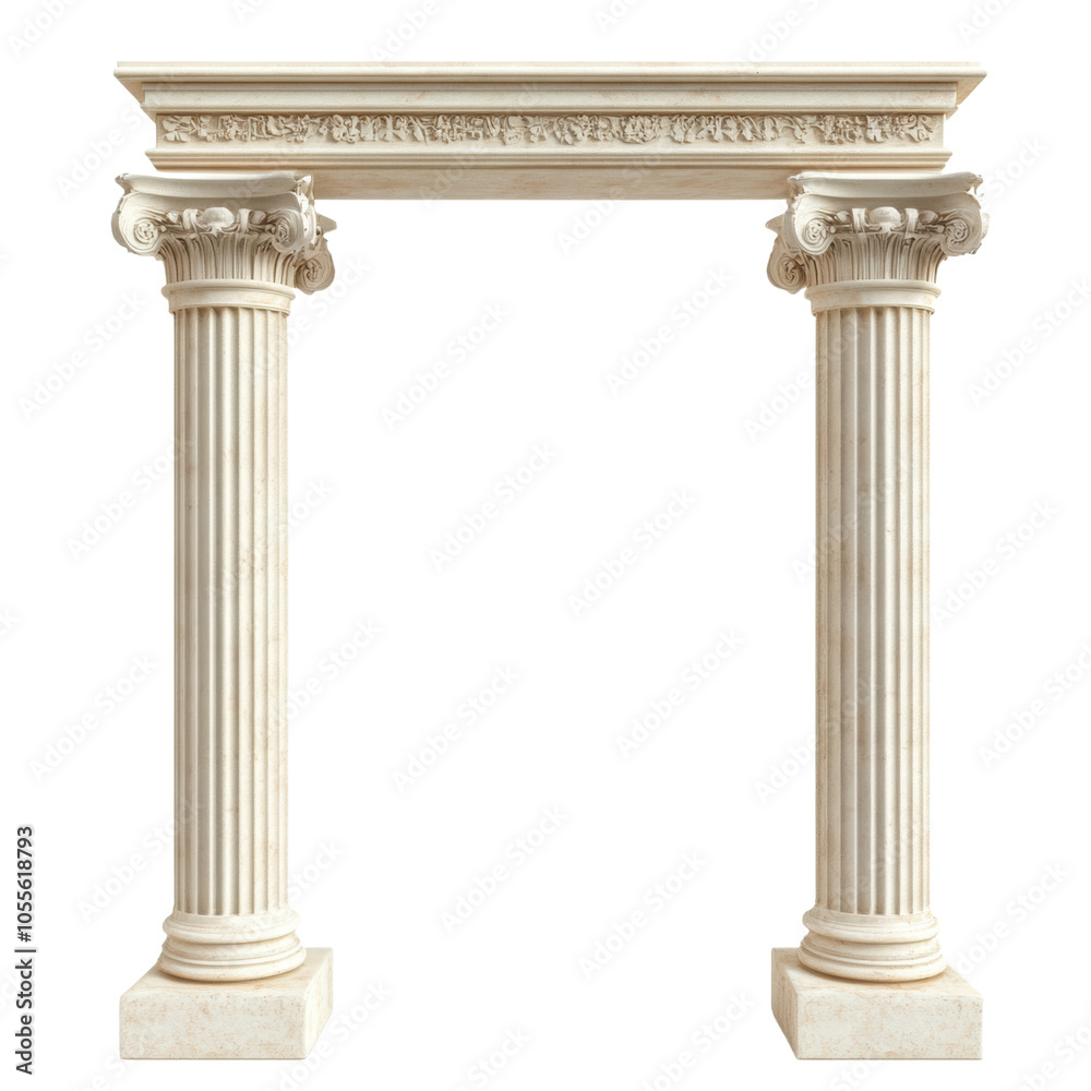 Fototapeta premium Classic Greek column arch pillar isolated PNG transparent background