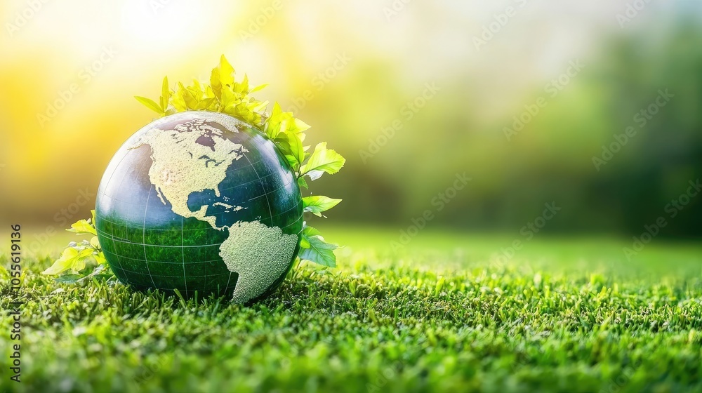 Green tree globe in lush tropical setting, symbolizing eco-consciousness, renewable energy, and sustainable growth. Green tree globe in lush tropical setting, symbolizing eco-consciousness, renewable energy, and sustainable growth.