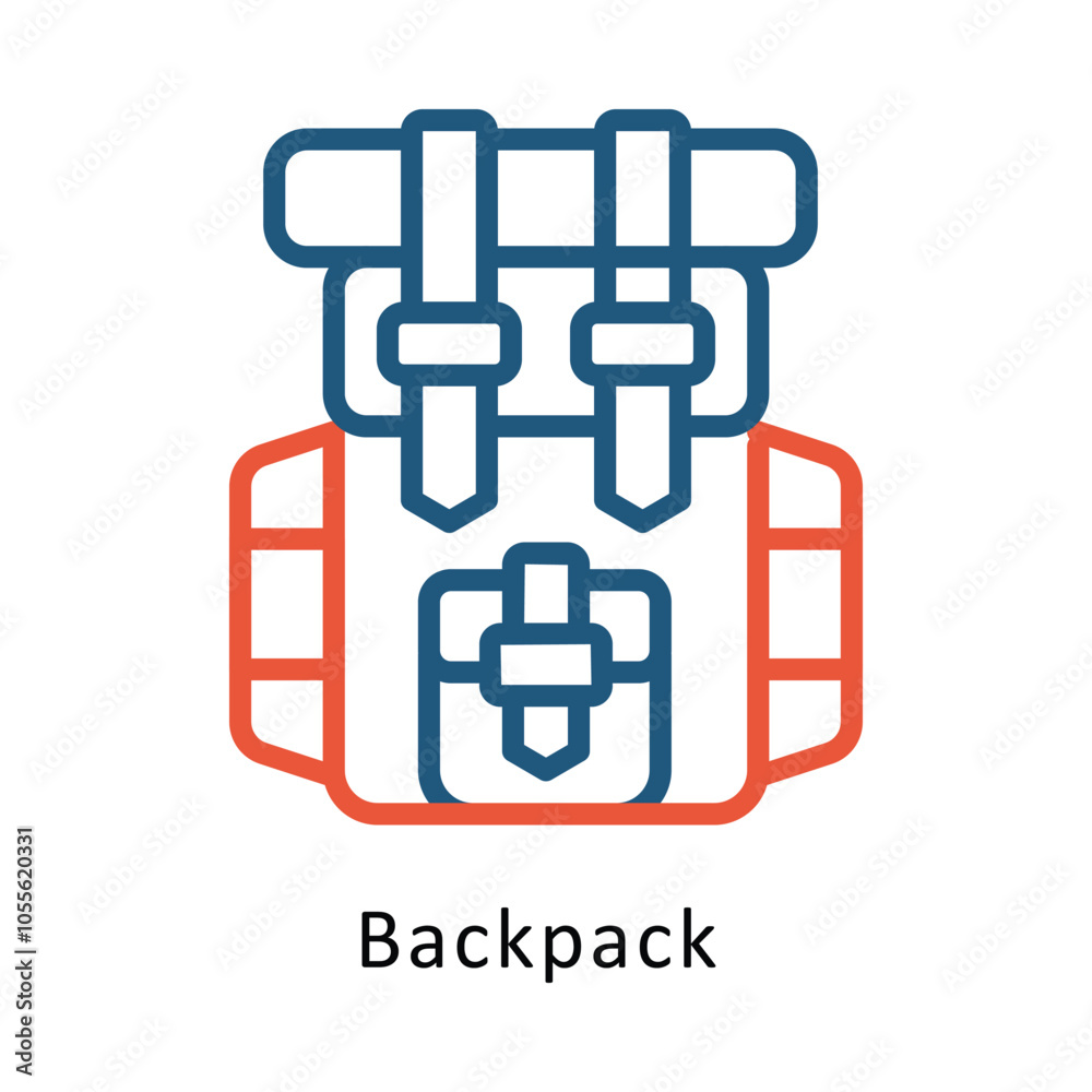 Backpack Vector outline Two colour Design icon. Winter Travelling Symbol on White backgroud EPS 10 file Backpack Vector outline Two colour Design icon. Winter Travelling Symbol on White backgroud EPS 10 file