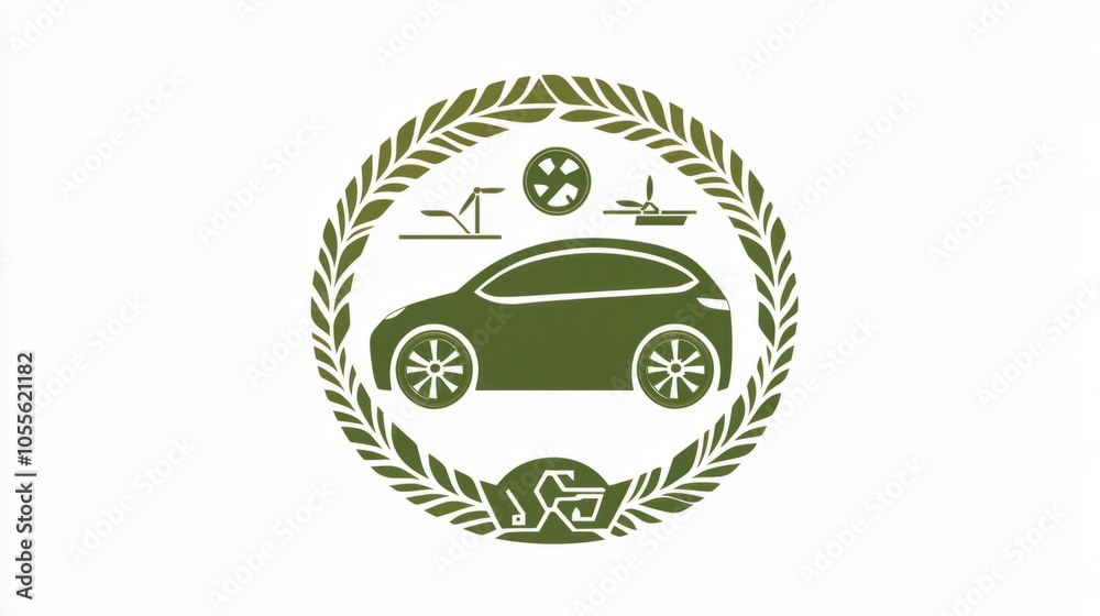 Net Zero logo with electric car and renewable energy symbols, symbolizing sustainability, isolated on white Net Zero logo with electric car and renewable energy symbols, symbolizing sustainability, isolated on white