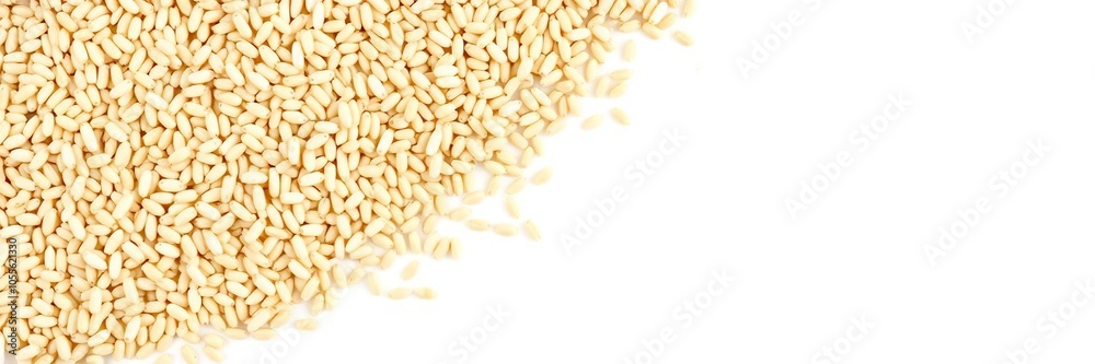 Closeup of emmer wheat grains isolated on white background, cooking, grains, ancient grain Closeup of emmer wheat grains isolated on white background, cooking, grains, ancient grain