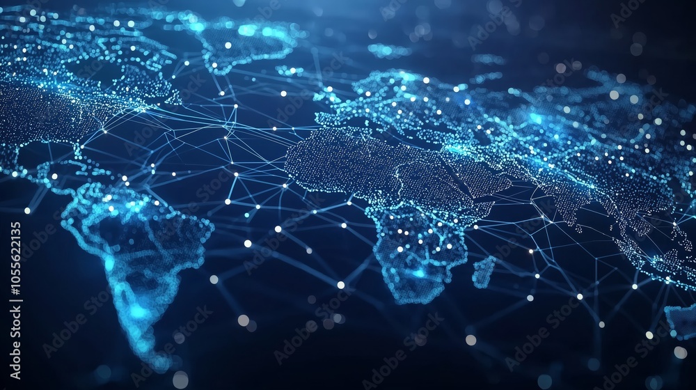 Fototapeta premium Abstract Digital World Map with Data Points
