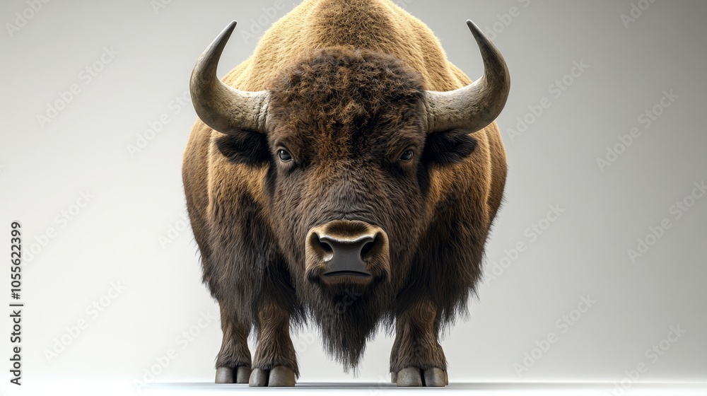 Naklejka premium A buffalo is standing in front of a white background