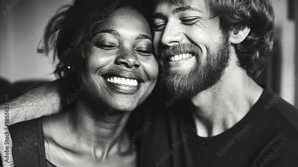 A couple smiles happily at each other while embracing A couple smiles happily at each other while embracing