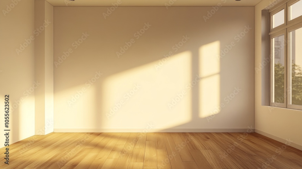 Fototapeta premium Empty workspace corner with a blank wall, ideal for showcasing interior design elements or art previews.