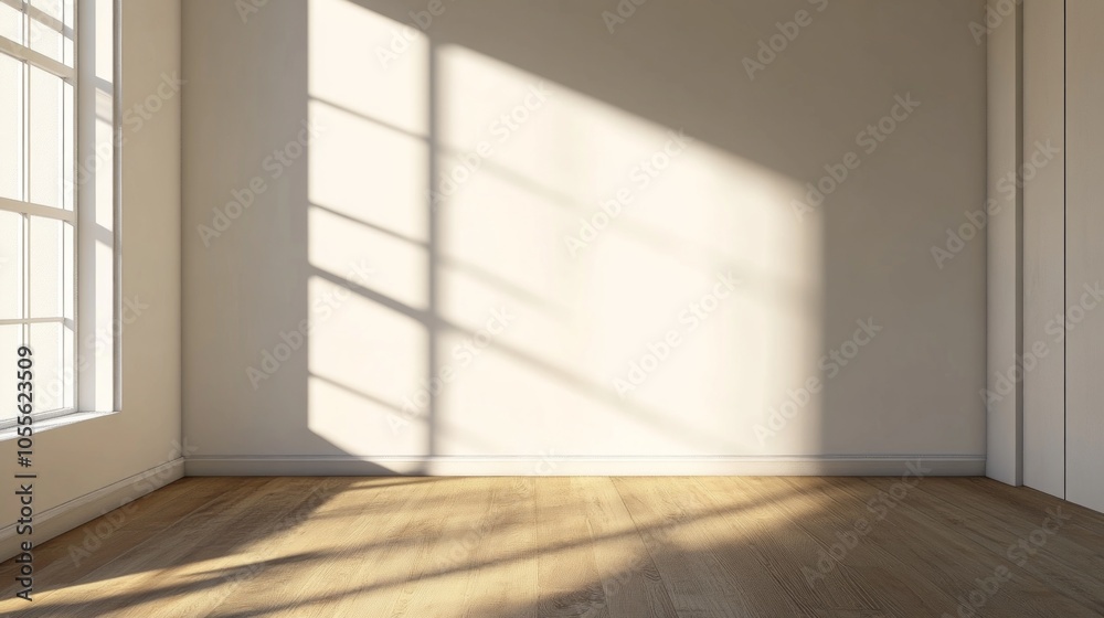 Fototapeta premium Empty workspace corner with a blank wall, ideal for showcasing interior design elements or art previews.