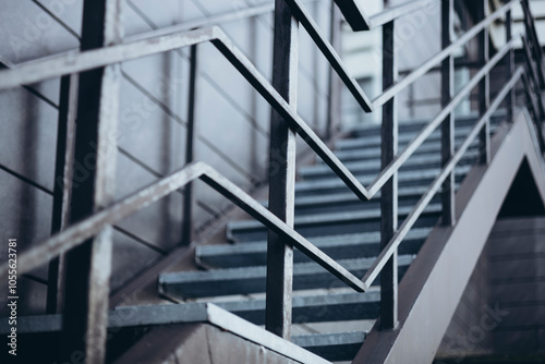 External stairs on the side of the building, abstract background.