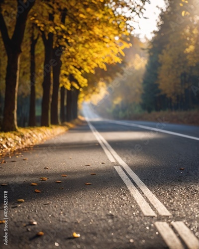 Road showing the autumn tree on each side