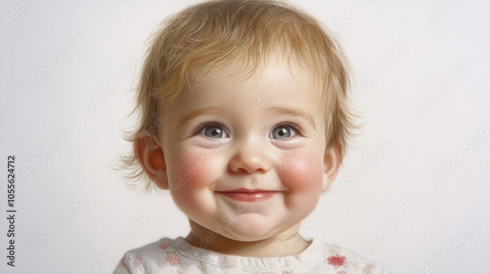Smiling baby with round cheeks, dimples, and a joyful expression, looking directly at the camera, isolated on white Smiling baby with round cheeks, dimples, and a joyful expression, looking directly at the camera, isolated on white