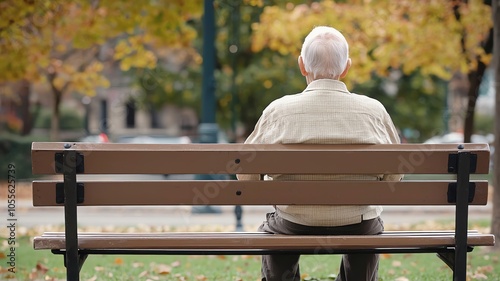 An elderly person sitting on a park bench, watching the world pass by, feeling disconnected and forgotten elderly isolation, aging, neglect