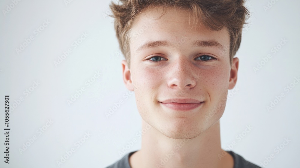 Young man with a friendly smile, short hair, and relaxed demeanor, looking straight into the camera, isolated on white Young man with a friendly smile, short hair, and relaxed demeanor, looking straight into the camera, isolated on white