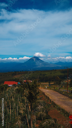 village settlement in Siosar with the background of Mount  photo